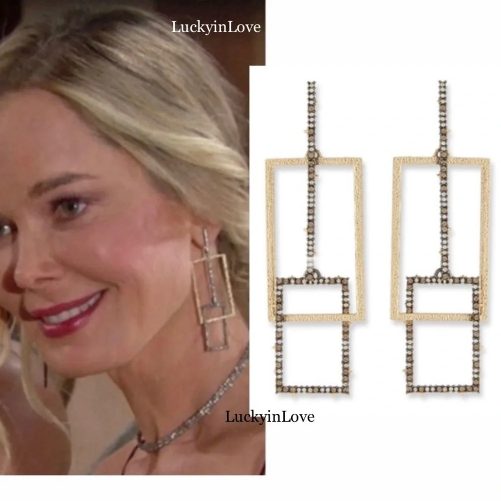 ALEXIS BITTAR • Gold & Gunmetal Brutalist Steampunk Link Crystal Drop Earrings - Picture 5 of 7